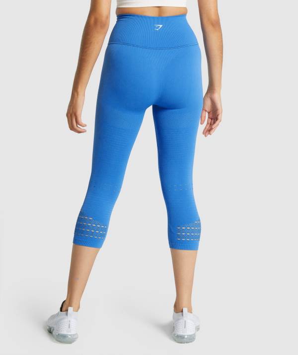 Damske Legíny Gymshark Energy Seamless Cropped Modre | PZ6253781